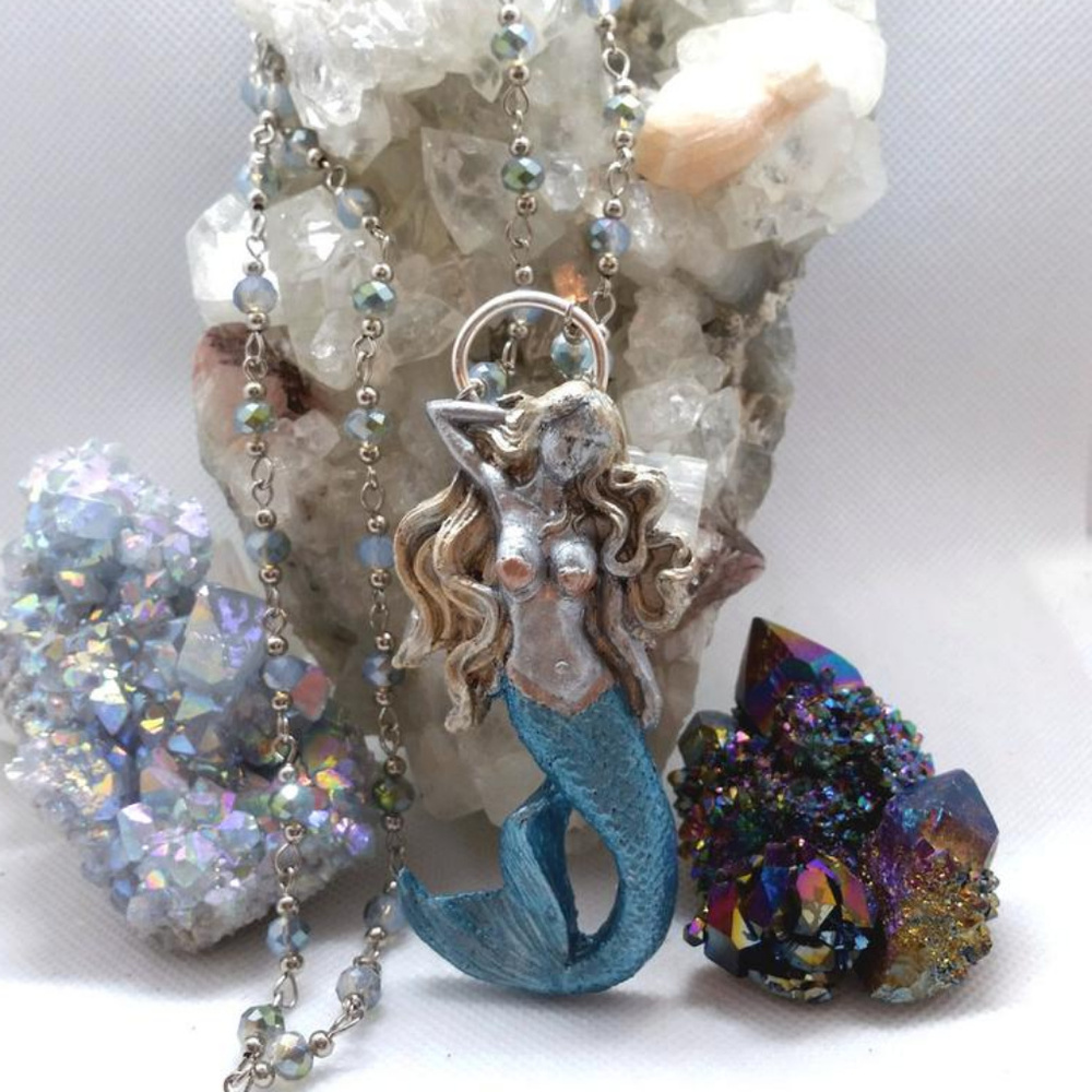 SOLD: Sculpted Mermaid Necklace - Picture 3 of 4